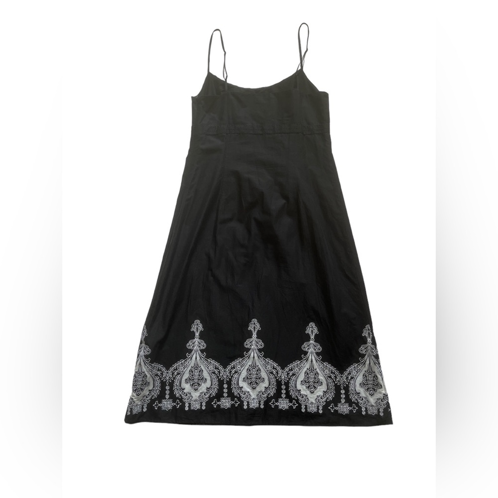 Ann Taylor Loft Black Summer Dress Size 4 Adjustable Spaghetti Strap 100% Cotton